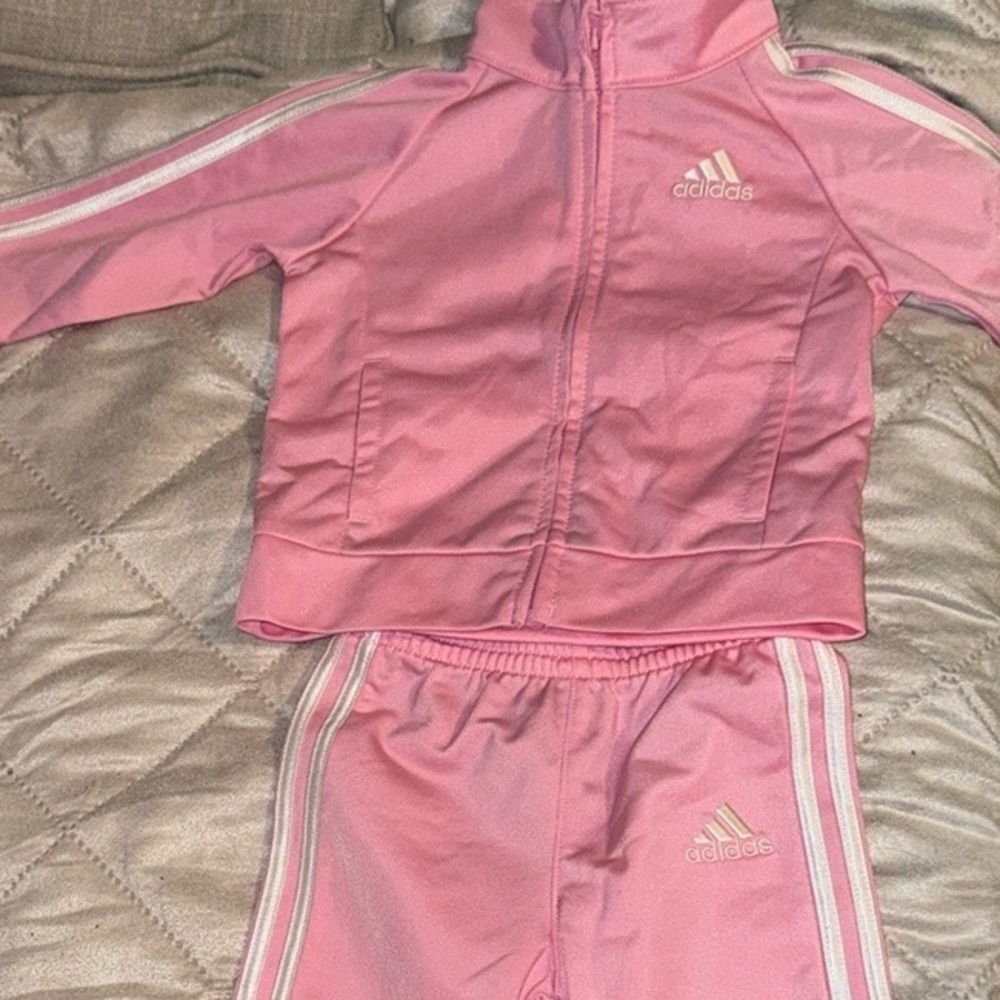 Adidas pink baby girl tracksuit set